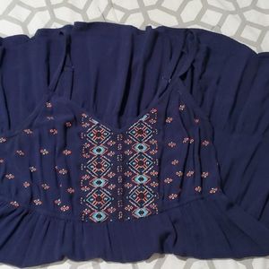 Torrid Navy Tiered sundress w/adj straps